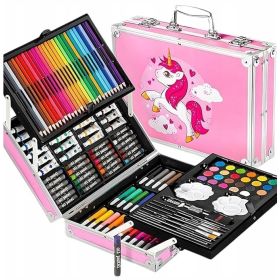 Zestaw Artystyczny dla Dzieci z Różową Walizką Jednorożec kredki farby 145