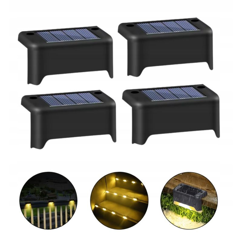 Solarne lampki ogrodowe na taras balkon schody ogród LED zestaw 4 sztuk