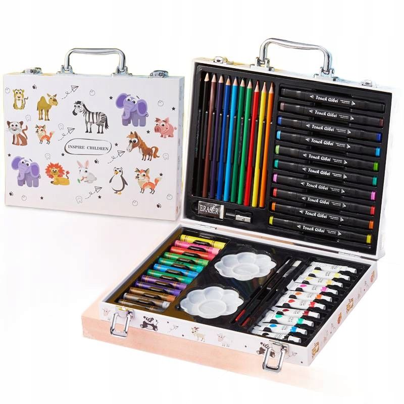 Zestaw Artystyczny dla Dzieci z Walizką 68 elementów kredki farbki