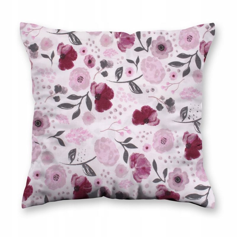 Poszewka na Poduszkę BAWEŁNA 40x40 Jasiek różowe kwiaty DEKORACYJNA