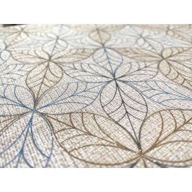 CERATA BROKATOWA OBRUS LIŚCIE BEŻ SZARE BROKAT