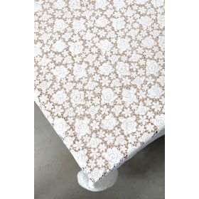 Cerata KORONKA BIAŁA DROBNE RÓŻYCZKI PCV Z PODBITKĄ 137 CM