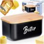 Maselniczka stalowa czarna z bambusową pokrywką pojemnik na masło