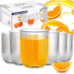 Szklanki Zestaw 6 szt 250 ml Ryflowane Szkło do wody lemoniady napoju