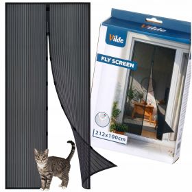 Moskitiera na drzwi balkonowe czarna z magnesem 208x100 cm uniwersalna