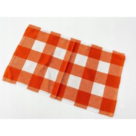 ŚCIERKA KUCHENNA Uniwersalna 38x64cm Bawełna Biało Pomarańczowa KRATA
