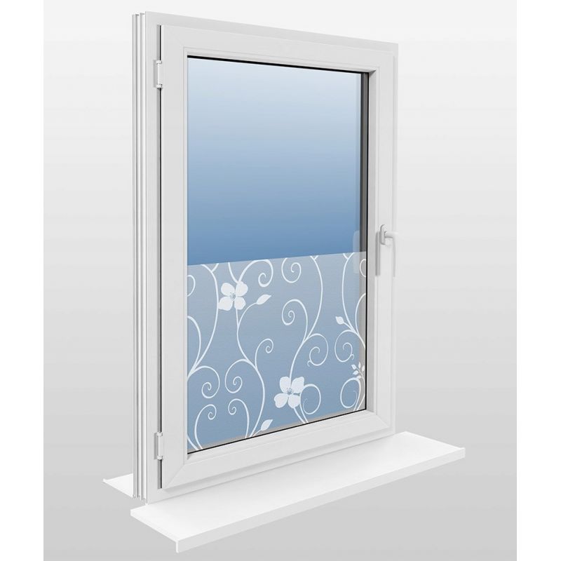 Folia na szyby Okleina statyczna SF09 Mleczna Kwiaty 60x150cm ochrona UV