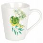 Zestaw serwis obiadowy porcela Biały zielone liście 16 el do mikrofalówki
