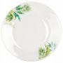 Zestaw serwis obiadowy porcela Biały zielone liście 16 el do mikrofalówki