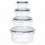 Zestaw 4 Zamykanych Pojemników na żywność do mikrofali pojemniki okrągłe