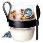 Pojemnik kubek na jogurt z łyżeczką widelcem lunchbox 600 ml