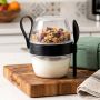 Pojemnik kubek na jogurt z łyżeczką widelcem lunchbox 600 ml