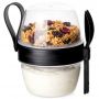 Pojemnik kubek na jogurt z łyżeczką widelcem lunchbox 600 ml