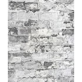 TAPETA A 186602 winylowa na flizelinie SZARA CEGŁA MUR Zmywalna