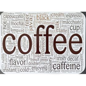 PODKŁADKA MATA STOŁOWA LAMINOWANA NA STÓŁ NAPISY COFFEE BIAŁA BRĄZ