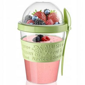 Pojemnik na jogurt musli sałatkę z łyżeczką 600ml silikonowy uchwyt Miętowy