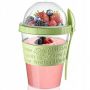 Pojemnik na jogurt musli sałatkę z łyżeczką 600ml silikonowy uchwyt Miętowy