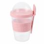Pojemnik na jogurt musli sałatkę z łyżeczką 600ml silikonowy uchwyt Różowy