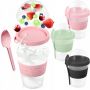 Pojemnik na jogurt musli sałatkę z łyżeczką 600ml silikonowy uchwyt Czarny