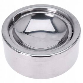 Popielniczka Metalowa Zamykana Otwierana Bezzapachowa 11,5x5 cm Srebrna
