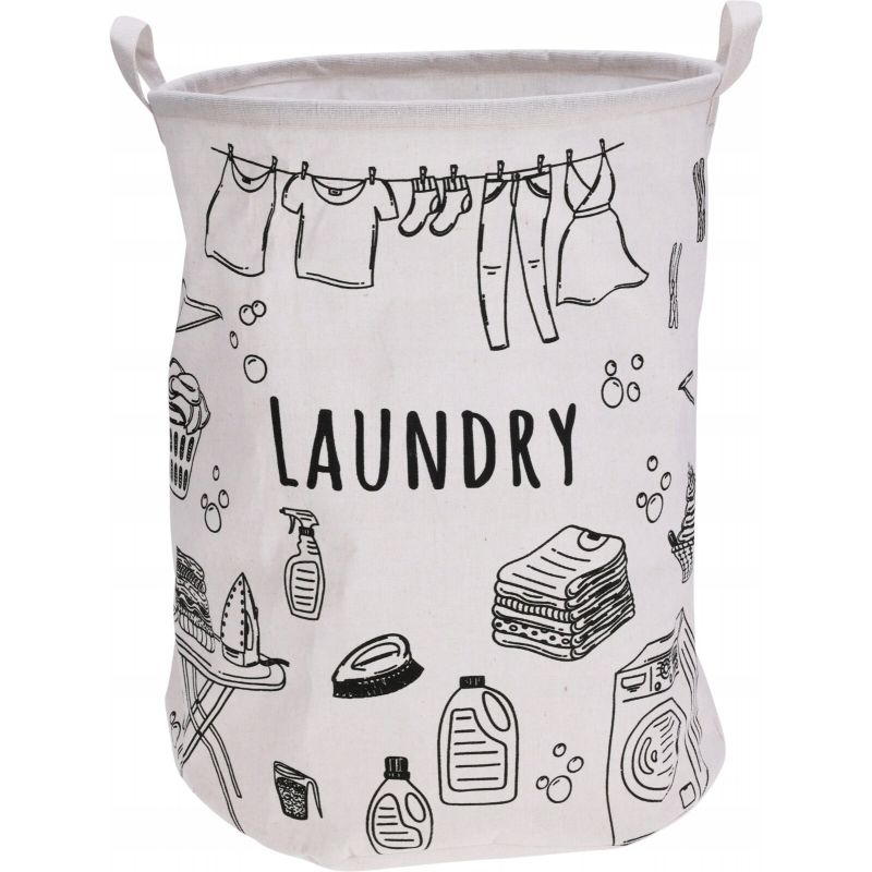 Kosz na Pranie Składany Płócienny Wodoodporny Duży 70L 42x52 cm Laundry 3