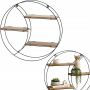 PÓŁKA ŚCIENNA METALOWA z mdf czarna OKRĄGŁA 44 cm UNIWERSALNA