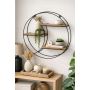 PÓŁKA ŚCIENNA METALOWA z mdf czarna OKRĄGŁA 44 cm UNIWERSALNA