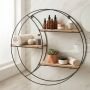 PÓŁKA ŚCIENNA METALOWA z mdf czarna OKRĄGŁA 44 cm UNIWERSALNA
