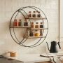 PÓŁKA ŚCIENNA METALOWA z mdf czarna OKRĄGŁA 44 cm UNIWERSALNA
