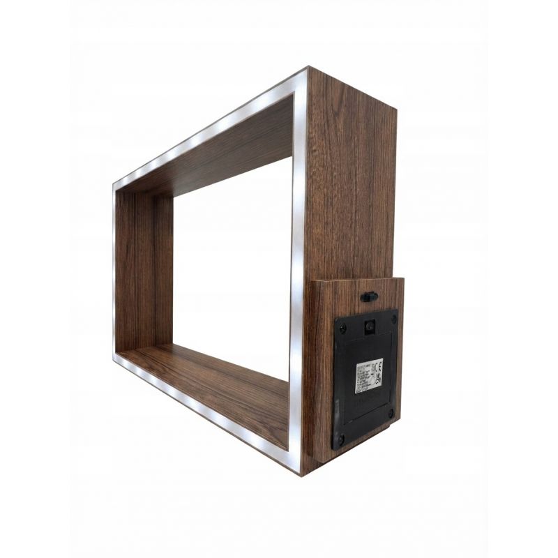 Półka Wisząca LED 49,5x24x10cm Ciemny Dąb z włącznikiem na baterie