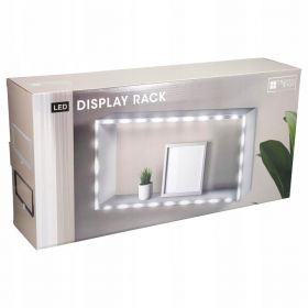 Nowoczesna Półka Wisząca LED 49,5x24x10cm Biała z włącznikiem na baterie