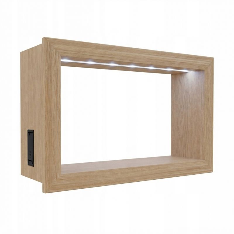 Półka wisząca LED Jasny Dąb 40 cm x 25cm x 10cm z włącznikiem na baterie