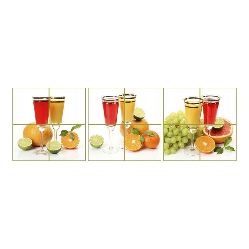 komplet 3 naklejki na płytki ścianę szybę szkło owoce cytrusy pomarańcze sok kuchnia npk 167-P08