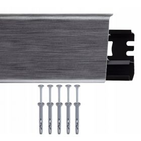 LISTWA PRZYPODŁOGOWA ALUMINIUM CIEMNY 17 INDO SZARA GRAFIT 2,5MB + KOŁKI