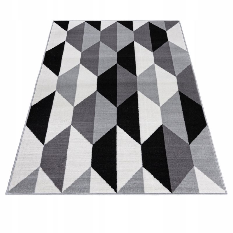 Dywanik SZARY dywan duży 120 x 170 cm SZARY czarny biały nowoczesny