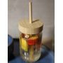 BIDON KUBEK szklany ze słomką bambusową 500 ml