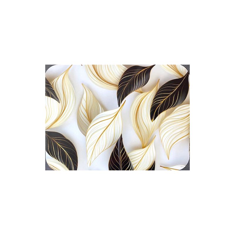 PODKŁADKA MATA STOŁOWA LAMINOWANA NA STÓŁ KREM CZARNE LIŚCIE