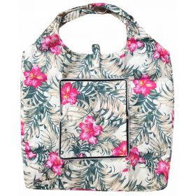 TORBA SKŁADANA EKO PORTFEL NA ZAKUPY BEŻ RÓŻ KWIAT