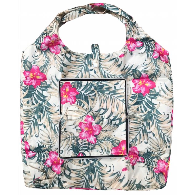 TORBA SKŁADANA EKO PORTFEL NA ZAKUPY BEŻ RÓŻ KWIAT