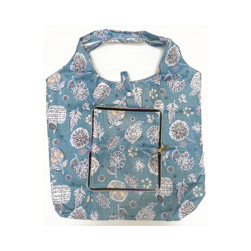 TORBA SKŁADANA EKO PORTFEL NA ZAKUPY ROŚLINY BŁĘKIT