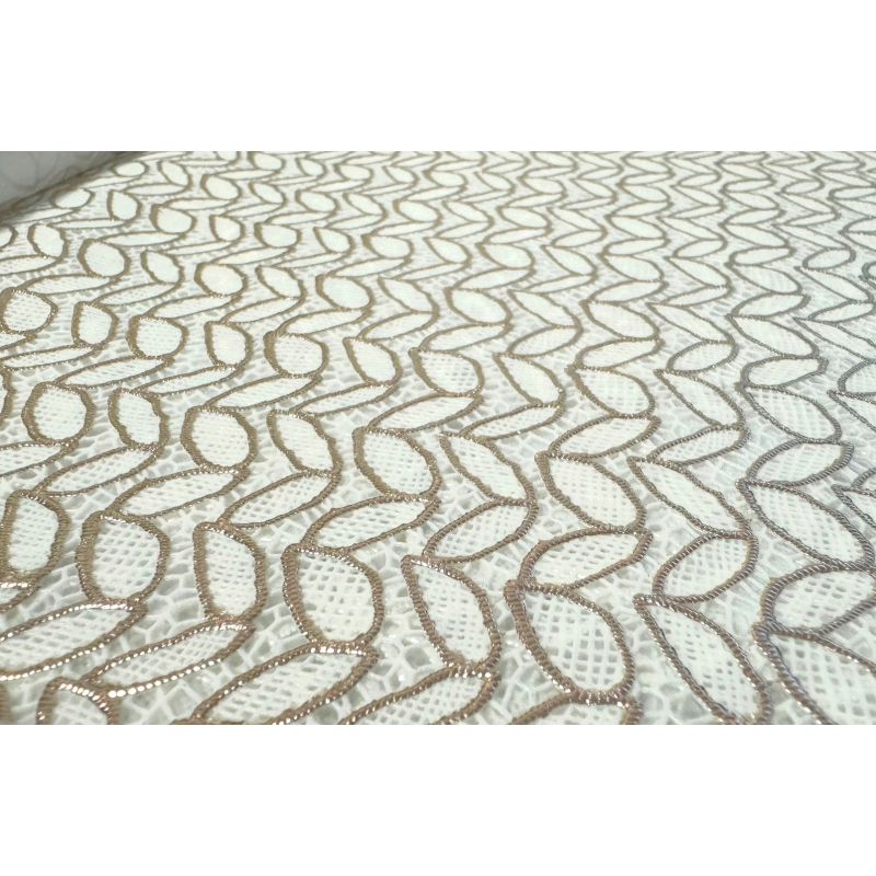 CERATA koronkowa OBRUS KORONKA ZŁOTA na wymiar ZŁOTE LISTKI