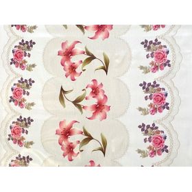 OBRUS CERATA GRUBA NA METRY BEŻ LILIE RÓŻE WZÓR